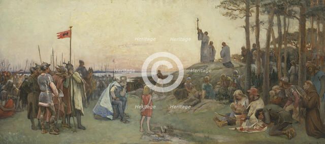 Ansgar Preaching Christianity. Second Proposed Decoration of the Walls in the Upper Hall..., 1889. Creator: Gustaf Cederström.