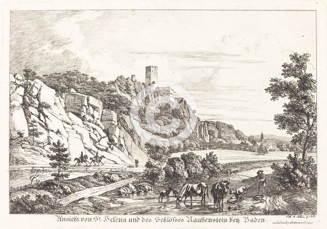 Ansicht von St. Helena und des Schlosses Rauhenstein bey Baden, 1817. Creator: Johann Adam Klein.