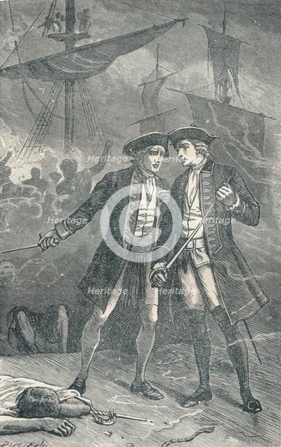 Anson Receives Intelligence that the Centurion is on Fire, 1904. Artist: Unknown.