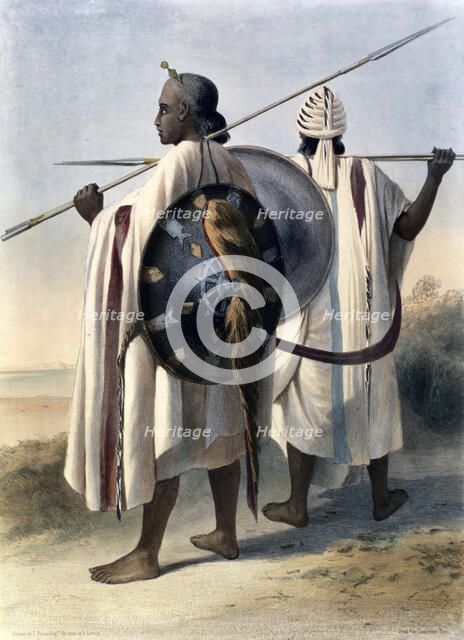 Abyssinian warriors, 1848. Artist: Eugene Leroux