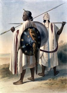 Abyssinian warriors, 1848. Creator: Eugene Leroux