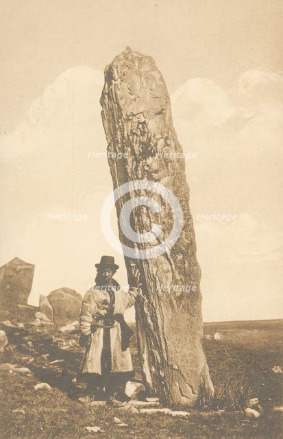 Abakan steppe. Corner stone of the "Khan's" mound, 1904-1917. Creator: Unknown.