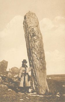 Abakan steppe. Corner stone of the "Khan's" mound, 1904-1917. Creator: Unknown