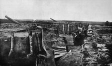 Abandoned British trenches and guns at Maubeuge 1914