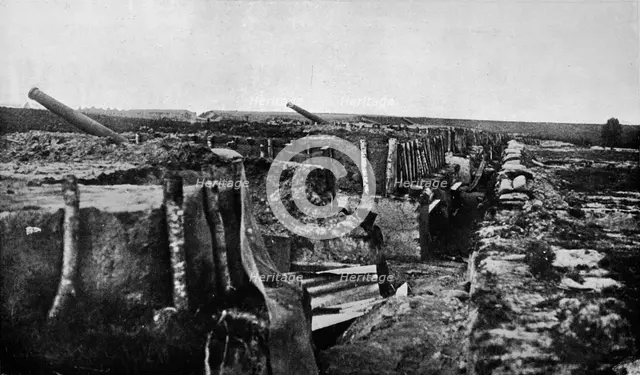 'Abandoned British trenches and guns at Maubeuge', 1914. Artist: Unknown.