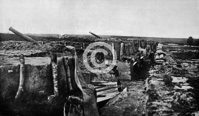 'Abandoned British trenches and guns at Maubeuge', 1914. Artist: Unknown.