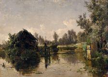 Abandoned canal in Friesland, (Netherlands), c1877. Creator: Carlos de Haes
