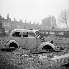 Abandoned car, London, 1960-1965. Artist: John Gay