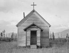 Abandoned church in cut-over area, Boundary County, Idaho, 1939. Creator: Dorothea Lange
