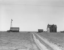 Abandoned farmhouse in the Columbia Basin, one mile east of Quincy, Grant County, Washington, 1939. Creator: Dorothea Lange