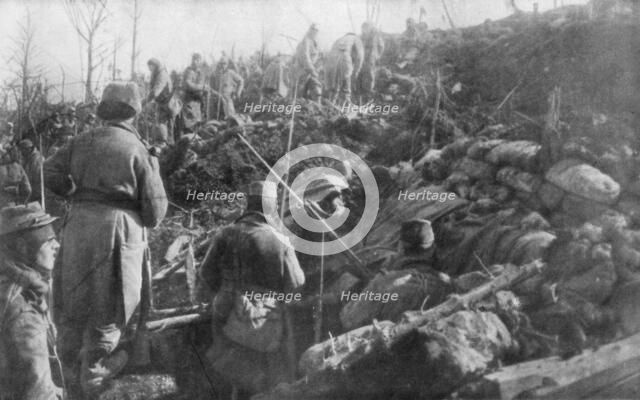 Abandoned German trenches, Eparges ridge, near Verdun, France, August 1915. Artist: Unknown