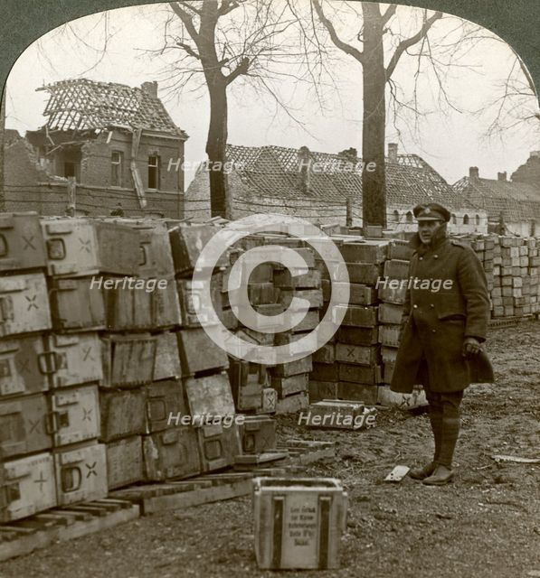 Abandoned German ammunitions near Cambrai, World War I, 1914-1918.Artist: Realistic Travels Publishers