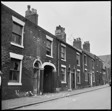 Abandoned houses in a terraced street, Stoke-on-Trent, 1965-1968. Creator: Eileen Deste