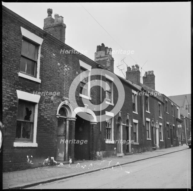 Abandoned houses in a terraced street, Stoke-on-Trent, 1965-1968. Creator: Eileen Deste.