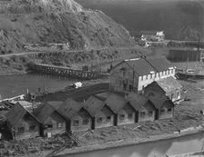 Abandoned lumber town showing mill and houses, Mendocino County, California, 1938. Creator: Dorothea Lange