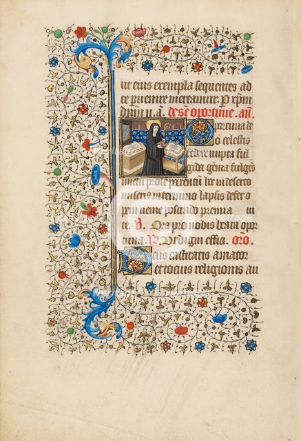 Abbess Opportuna with a Staff and a Book; Book of Hours, about 1440-1450. Creator: Workshop of the Bedford Master.
