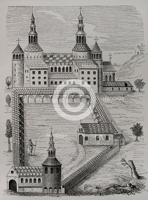 Abbey of Saint-Riquier, (Abbey of Saint-Richarius), France, 1612, (1877). Creator: Unknown.