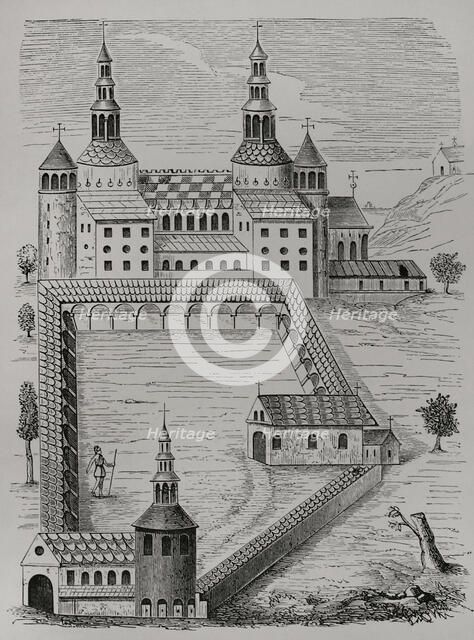 Abbey of Saint-Riquier, (Abbey of Saint-Richarius), France, 1612, (1877). Creator: Unknown.