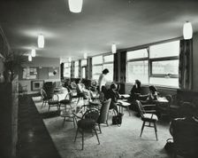 Abbey Wood County High School, Woolwich, London: teachers relaxing in the staff room, 1962. Creator: Unknown