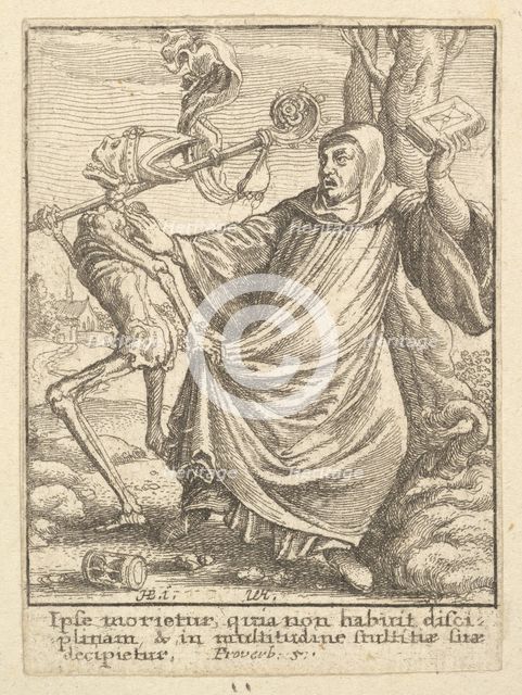 Abbot, from the Dance of Death, 1651. Creator: Wenceslaus Hollar.