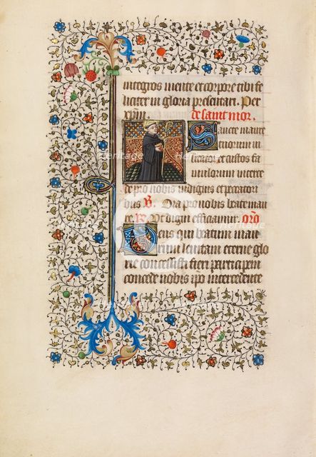 Abbot Maurus with a Staff and a Book; Book of Hours, about 1440-1450. Creator: Workshop of the Bedford Master.