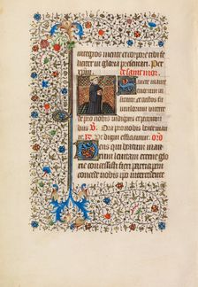 Abbot Maurus with a Staff and a Book; Book of Hours, about 1440-1450. Creator: Workshop of the Bedford Master