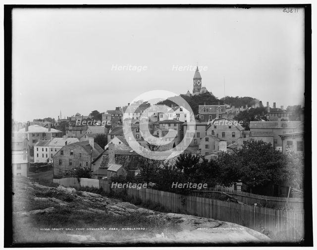Abbott [sic] Hall from Crocker's Park, Marblehead, between 1890 and 1899. Creator: Unknown.