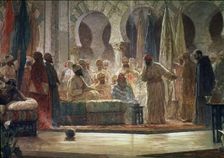 Abd-al-Rahman III receiving an embassy, 1865. Creator: Dionisio Baixeras y Verdaguer
