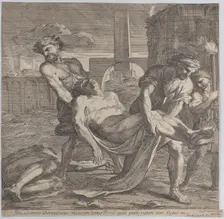 Abdon and Sennen carrying the early Christian martyrs off for burial, 1650-60. Creator: Guillaume Courtois