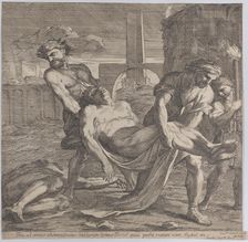 Abdon and Sennen carrying the early Christian martyrs off for burial, 1650-60. Creator: Guillaume Courtois