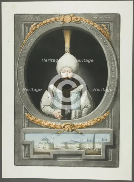 Abdul Hamid Khan, from Portraits of the Emperors of Turkey, 1815. Creator: John Young.