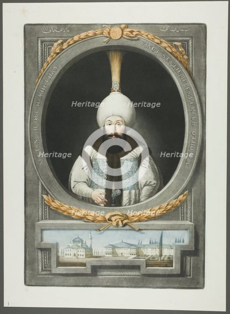 Abdul Hamid Khan, from Portraits of the Emperors of Turkey, 1815. Creator: John Young.