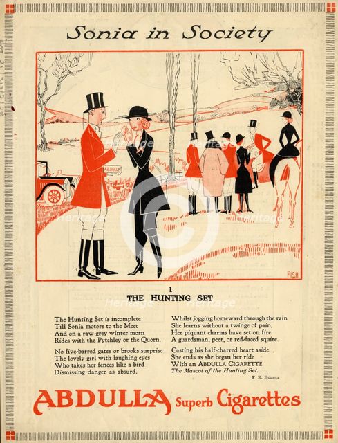 Abdulla Cigarettes, 1920s. Artist: Fish