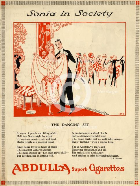 Abdulla Cigarettes, 1920s. Artist: Fish