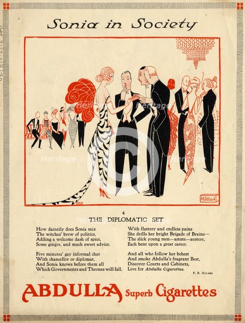 Abdulla Cigarettes, 1920s. Artist: Fish