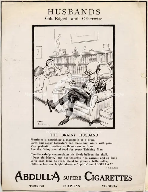 Abdulla Cigarettes, 1920s. Artist: Henry Mayo Bateman