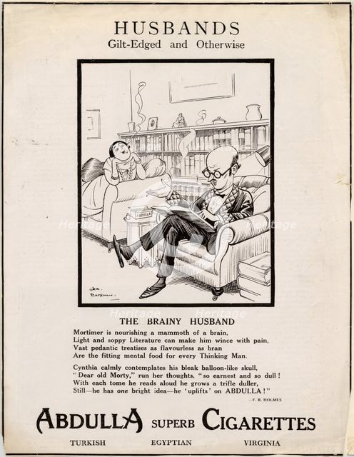 Abdulla Cigarettes, 1920s. Artist: Henry Mayo Bateman