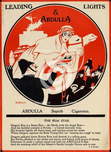 Abdulla Cigarettes, 1920s. Artist: Nerman