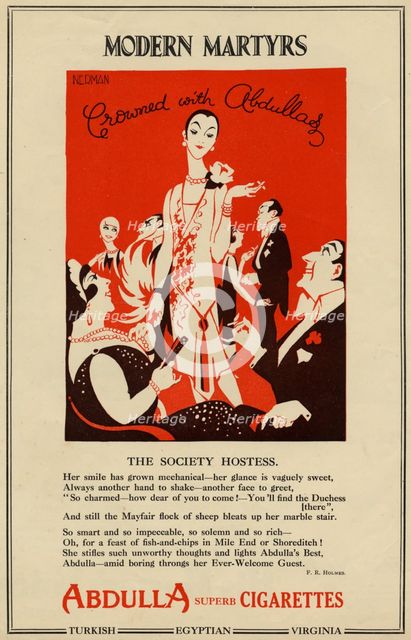 Abdulla Cigarettes, 1927. Artist: Nerman