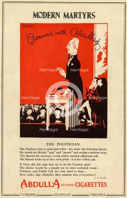 Abdulla Cigarettes, 1927. Artist: Nerman