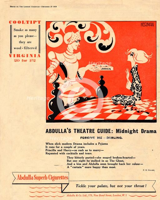 'Abdulla's Theatre Guide: Midnight Drama - Forgive Me - Darling', 1939. Artist: Unknown.