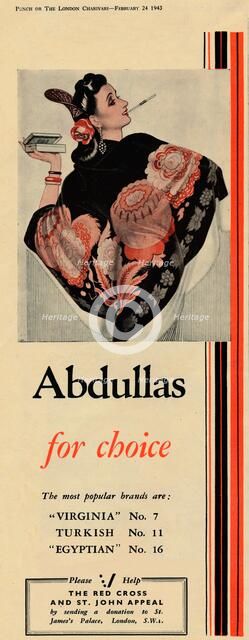 'Abdullas for choice', 1943. Artist: Unknown.