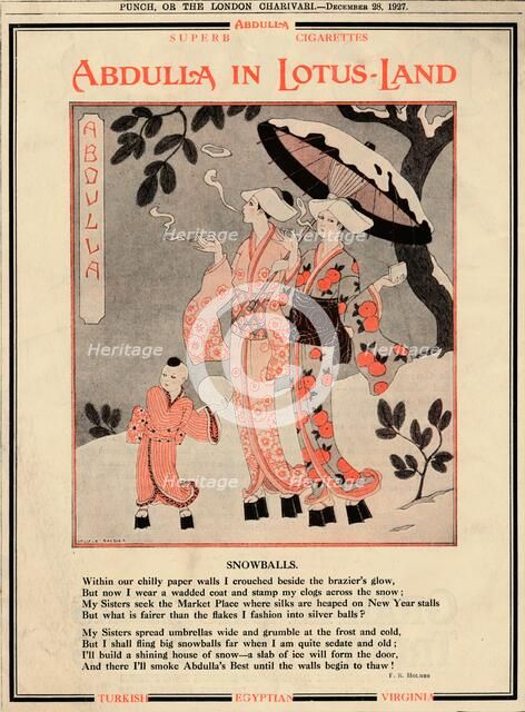 'Abdullas in Lotus-Land - Snowballs', 1927. Artist: Unknown.