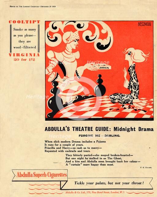 'Abdulla's Theatre Guide: Midnight Drama - Forgive Me - Darling', 1939. Artist: Unknown.