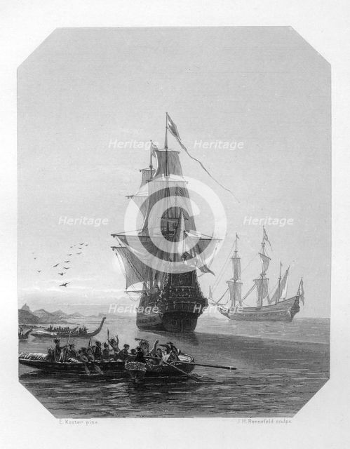 Abel Tasman, 17th century Dutch seafarer, explorer, and merchant, c1870. Artist: JH Rennefeld