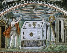 Abel and Melchizedek, Basilica of St. Vitale, Presbytery, Ravenna, Italy, 6th century. Creator: Unknown