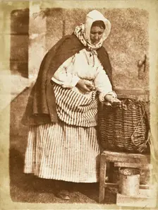 Aben Fishwife (Mrs. Flucker Of Newhaven, Shucking Oysters), Printed 1845. Creator: Hill & Adamson