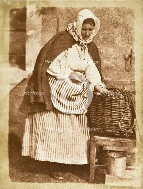 Aben Fishwife (Mrs. Flucker Of Newhaven, Shucking Oysters), Printed 1845. Creator: Hill & Adamson.
