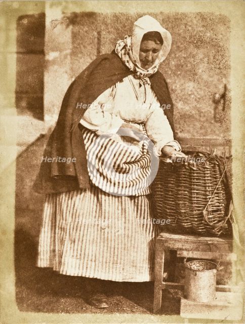 Aben Fishwife (Mrs. Flucker Of Newhaven, Shucking Oysters), Printed 1845. Creator: Hill & Adamson.