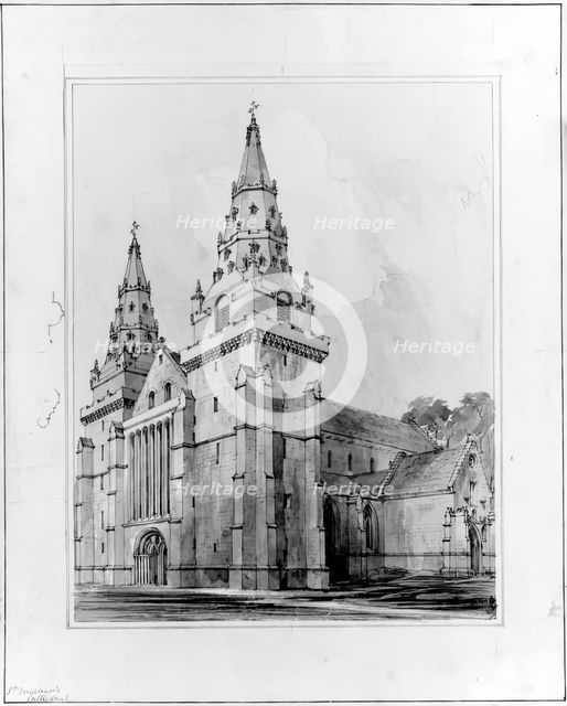 Aberdeen Cathedral - Western Towers, 1848-1852. Creator: Robert William Billings.